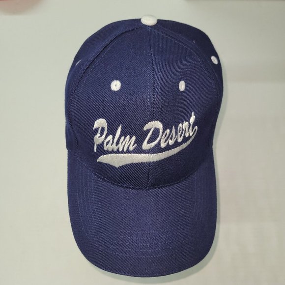 Palm Desert Hat Mens OS Hook & Loop Back Ballcap Blue Golf Logo - Picture 1 of 9